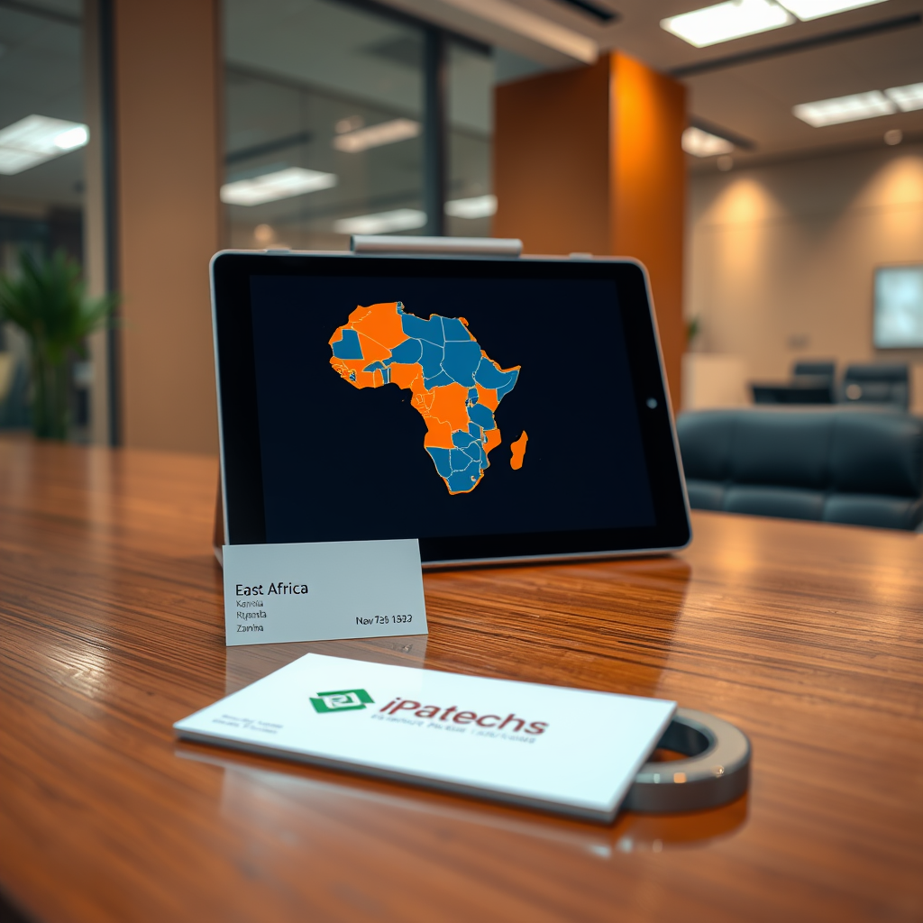East Africa coverage map — IPATECHS serves Tanzania, Kenya, Uganda, Rwanda, Zambia